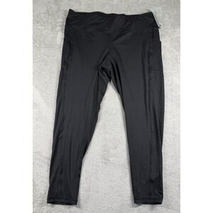 NWT Ideology Women's Plus Size Crop High Rise Leggings w/ Side Pockets Black 2X